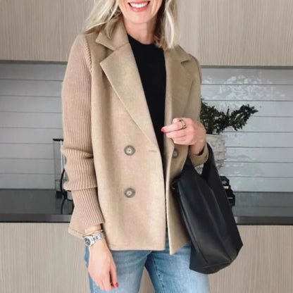 Aurora Knit-Sleeve Lapel Coat