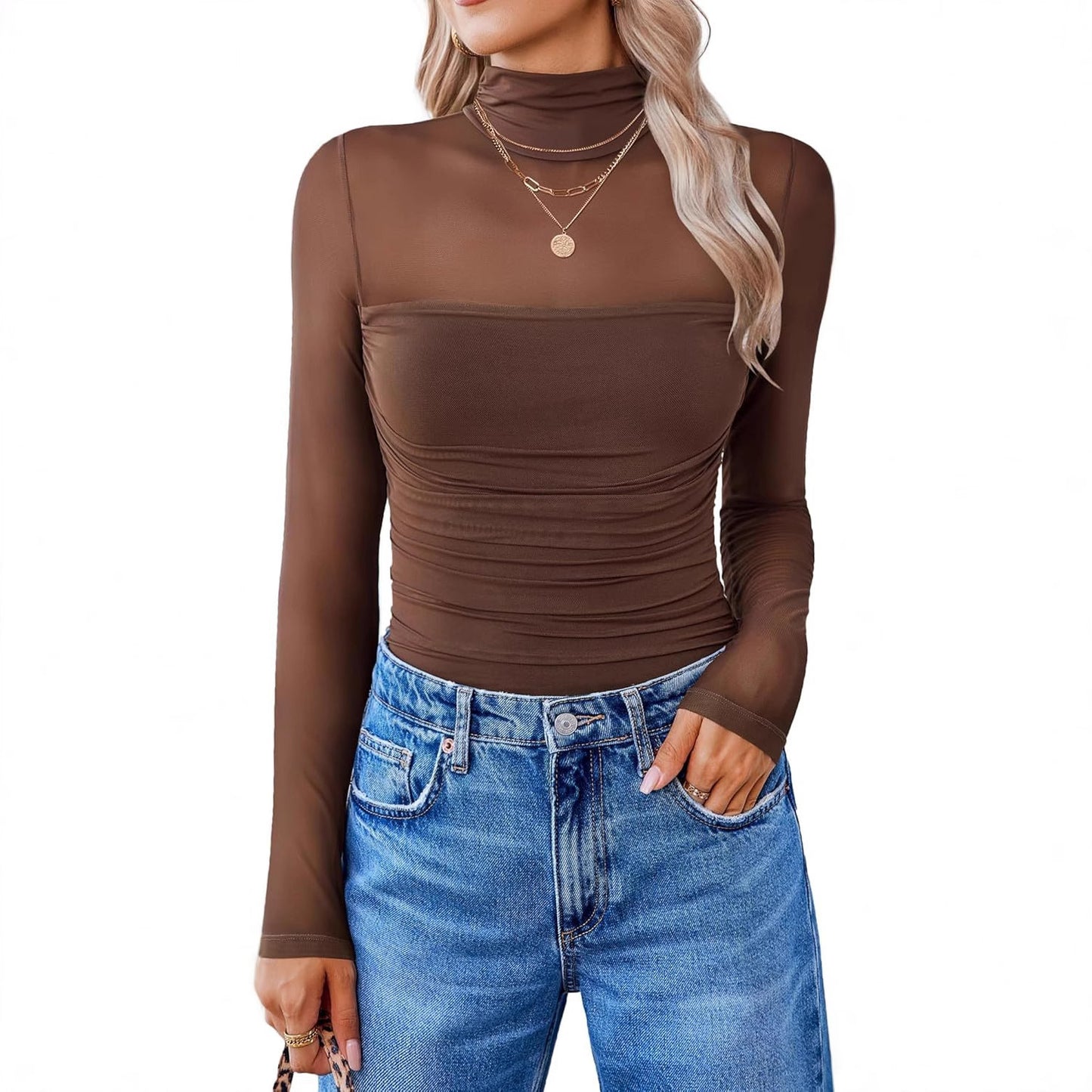Sheer Elegance™ Mesh Long Sleeve Top