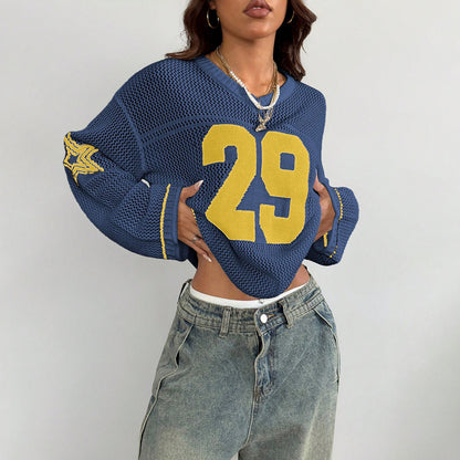 Blouse en jersey tricotée Varsity Muse