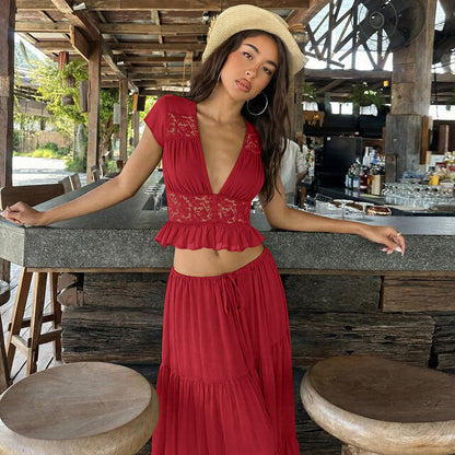 Scarlet Reverie Maxi Dress set