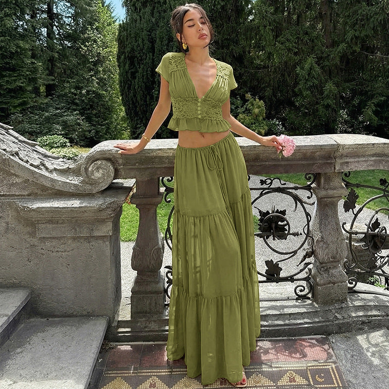 Scarlet Reverie Maxi Dress set