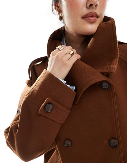 Auréa™ Short Stand Collar Trench Coat