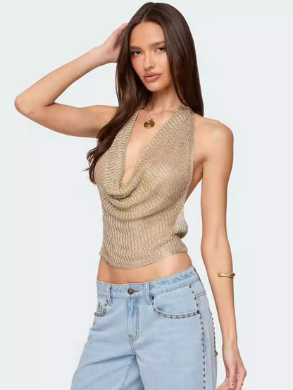 Lunéa™ Glossy Halter Backless Top