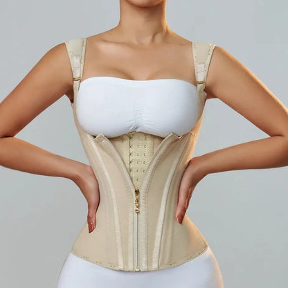 Zipper Breasted Vintage Body Shaping Top