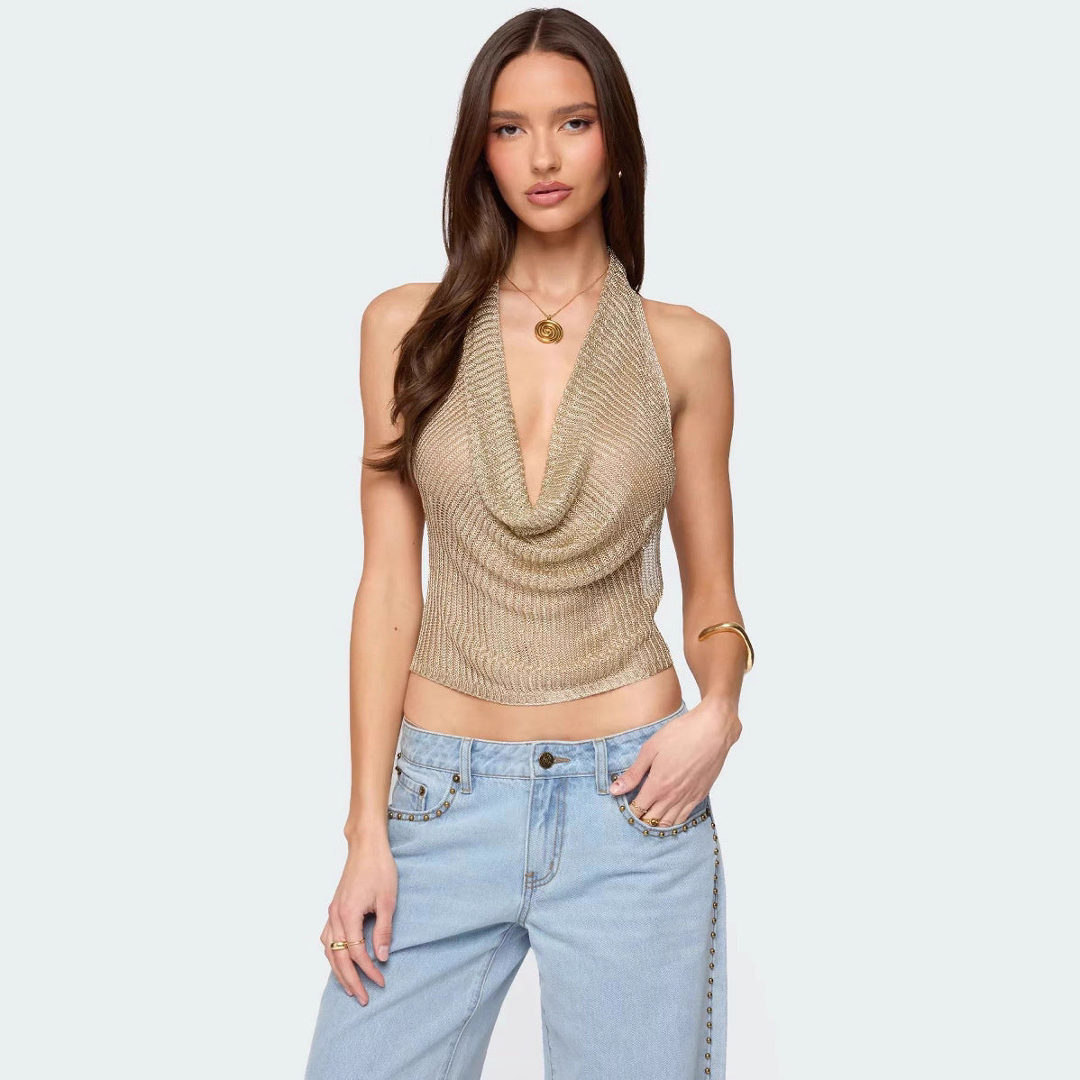 Lunéa™ Glossy Halter Backless Top