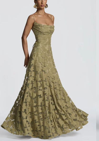 Rosé Lumière™ Lace-Up Backless Maxi Dress