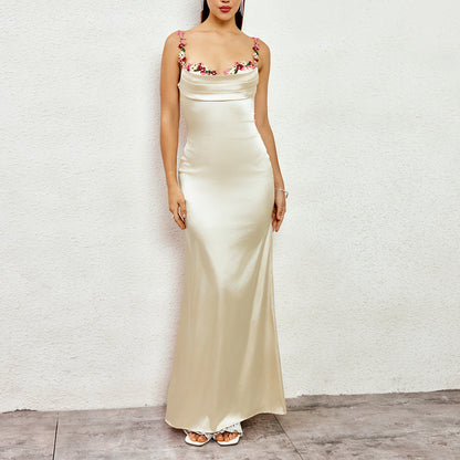 Midnight Bloom™ Lace Strap Maxi Dress