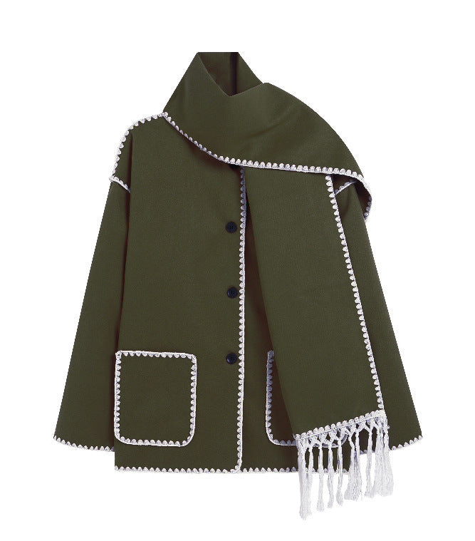 CozyCharm™ Woolen Scarf Coat