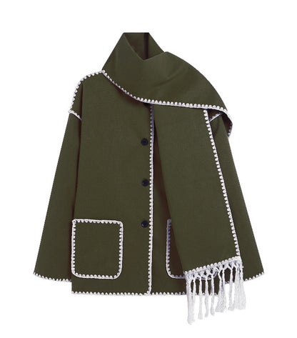 CozyCharm™ Woolen Scarf Coat
