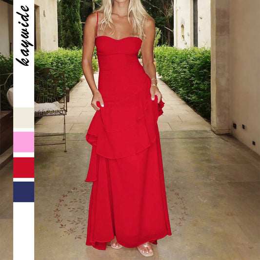 Crimson Serenade™ Lace-Up Suspender Dress