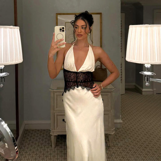 Lumière Satin™ Deep-V Maxi Dress