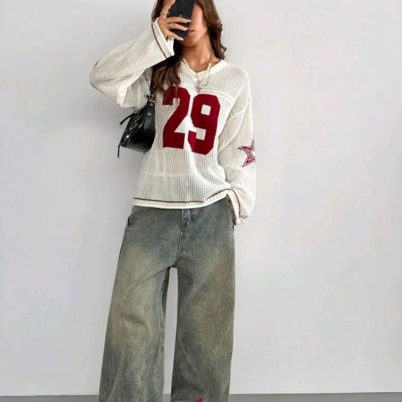 Blouse en jersey tricotée Varsity Muse