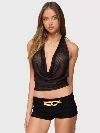 Lunéa™ Glossy Halter Backless Top
