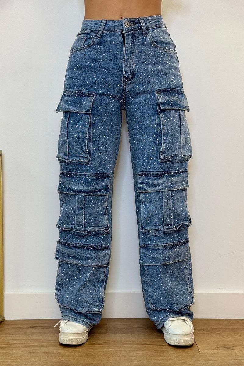 Diamond Cargo Sparkle Jeans