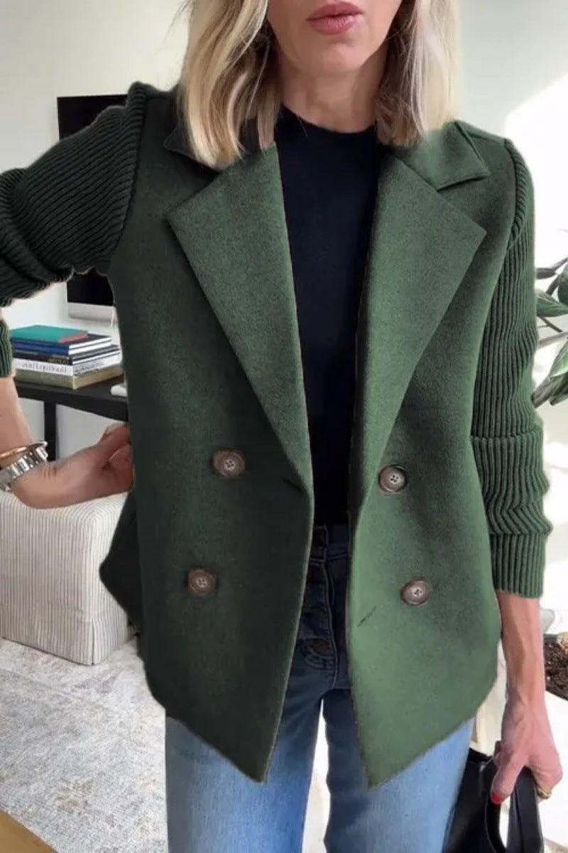 Aurora Knit-Sleeve Lapel Coat