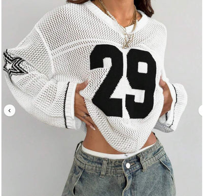 Blouse en jersey tricotée Varsity Muse