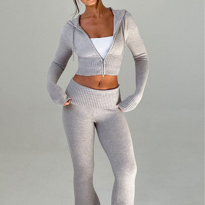 LuxeLounge™ Knit Two-Piece Hoodie Set