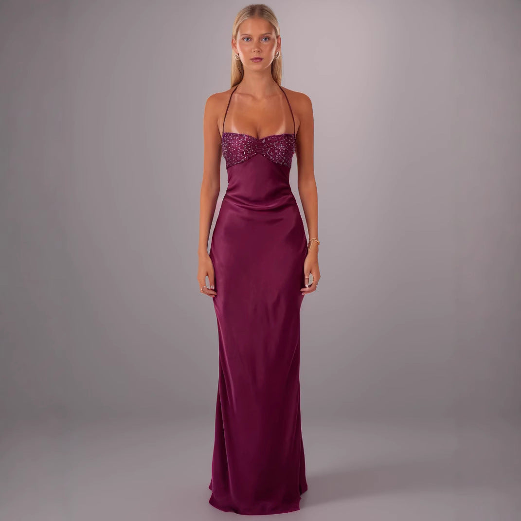 BLUSH SILK HALO BACKLESS BODYCON DRESS