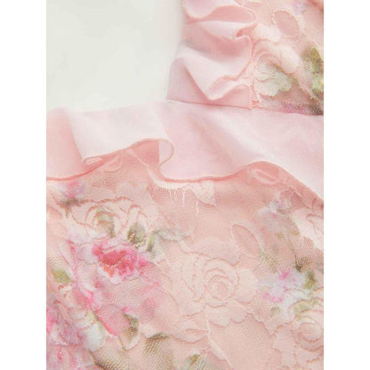 Blossom Elegance Lace Hem Maxi Dress