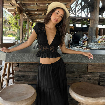 Scarlet Reverie Maxi Dress set