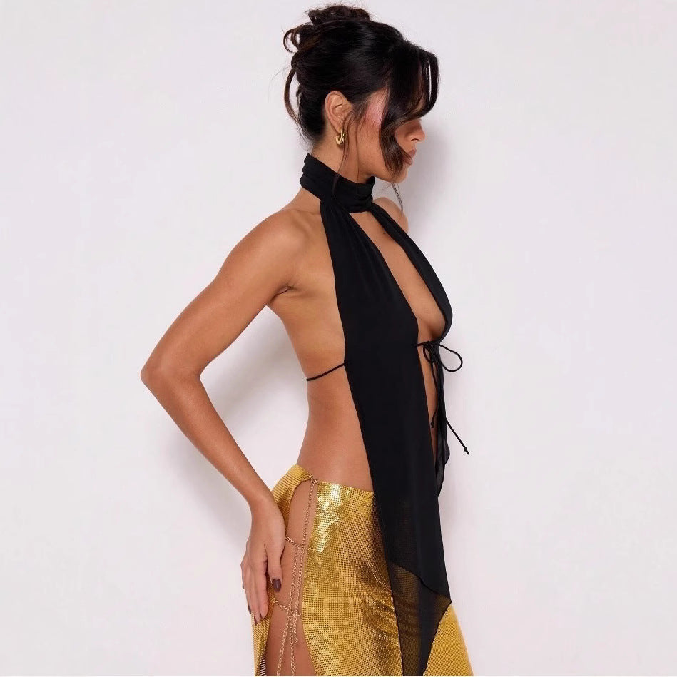 Velouré Halter™ Lace-Up Backless Top