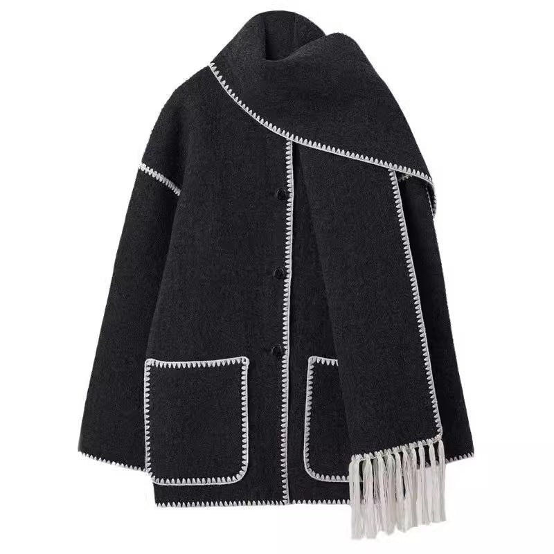 CozyCharm™ Woolen Scarf Coat