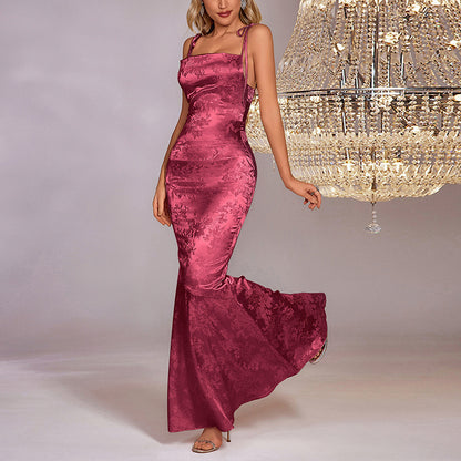 Veloura™ Backless Jacquard Maxi Dress