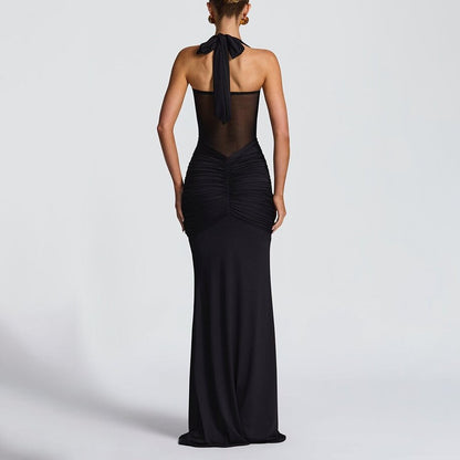 Velour Éclat™ Halter Maxi Dress