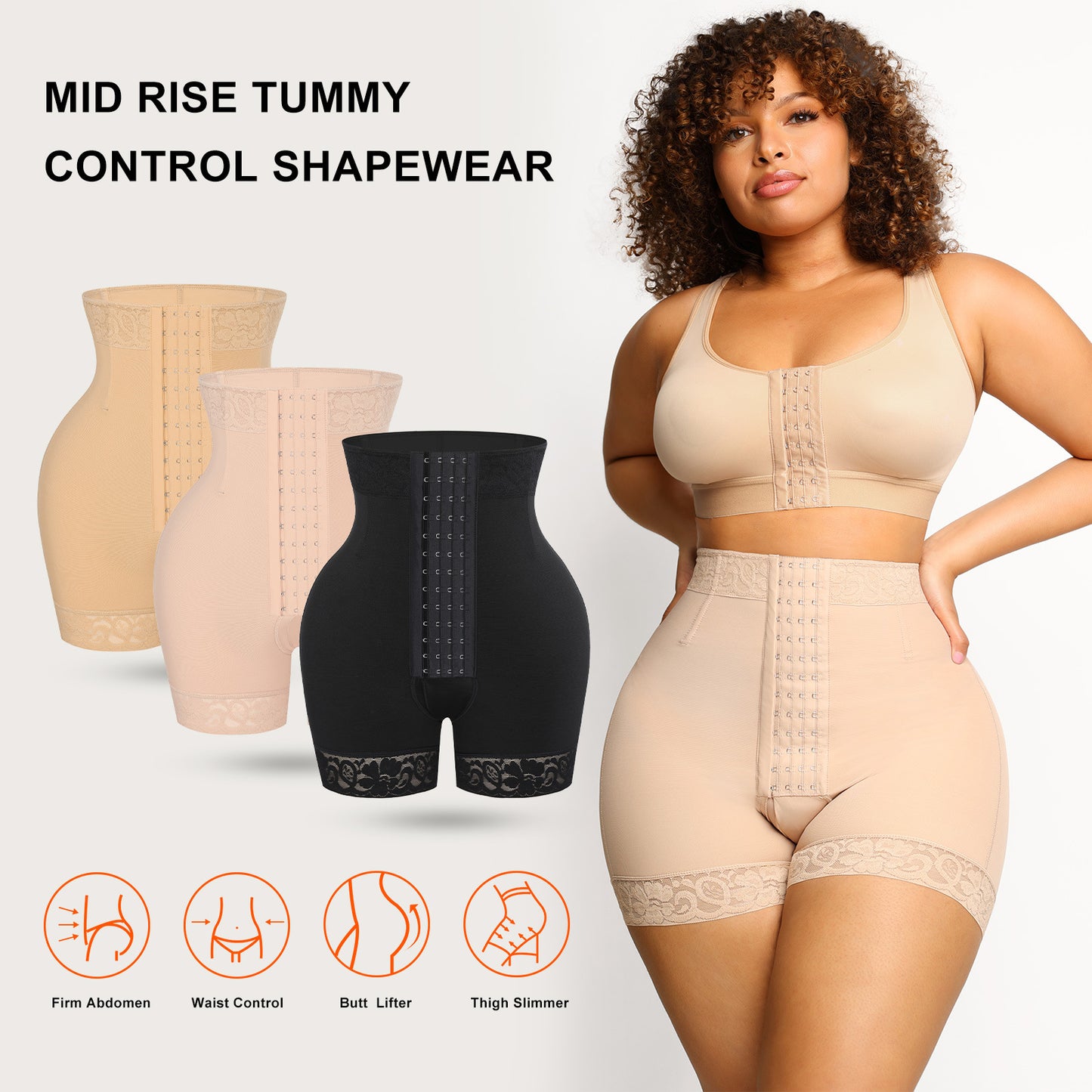 Sous-vêtements gainants à taille haute à 3 boutons
