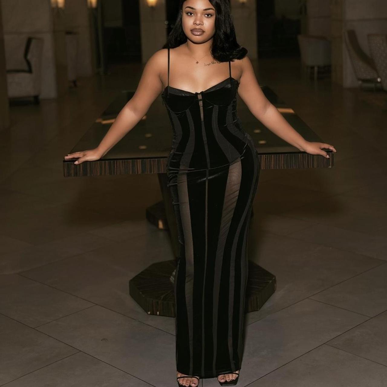 Midnight Muse Sheer Corset Maxi Dress