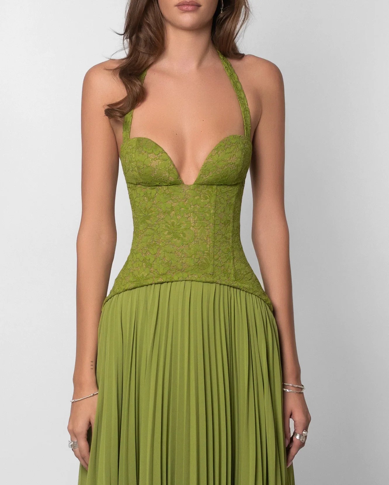Olive Muse™ Plunge Halter Maxi Dress