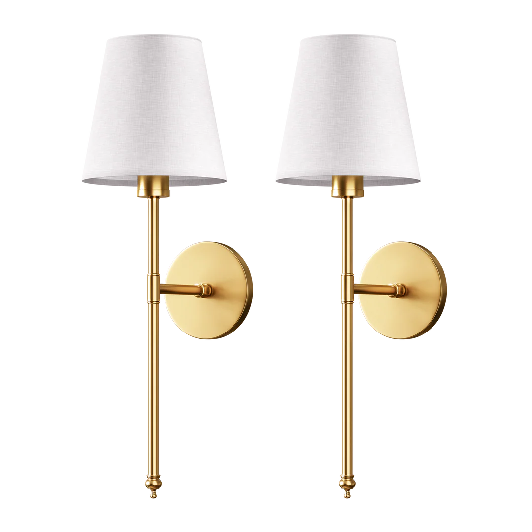 Nationale stoffen LED-wandlamp met koperen kap