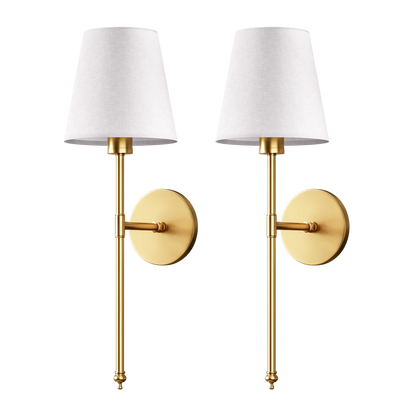 Nationale stoffen LED-wandlamp met koperen kap