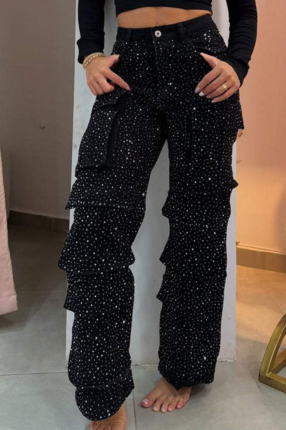 Diamond Cargo Sparkle Jeans