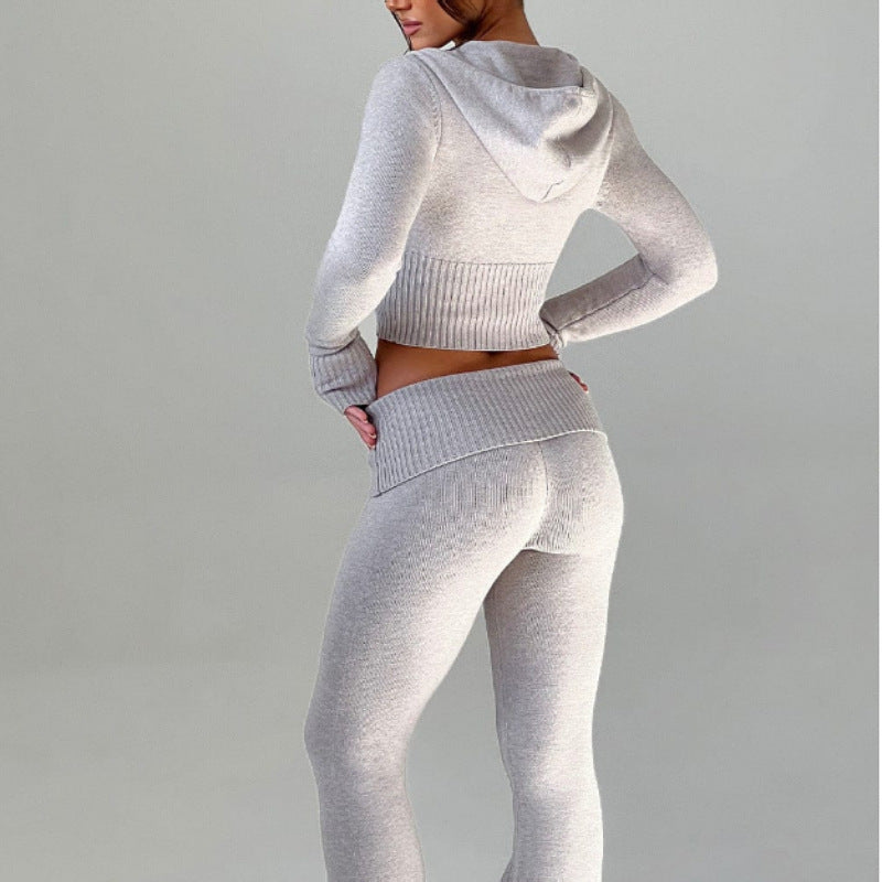LuxeLounge™ Knit Two-Piece Hoodie Set