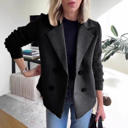 Aurora Knit-Sleeve Lapel Coat