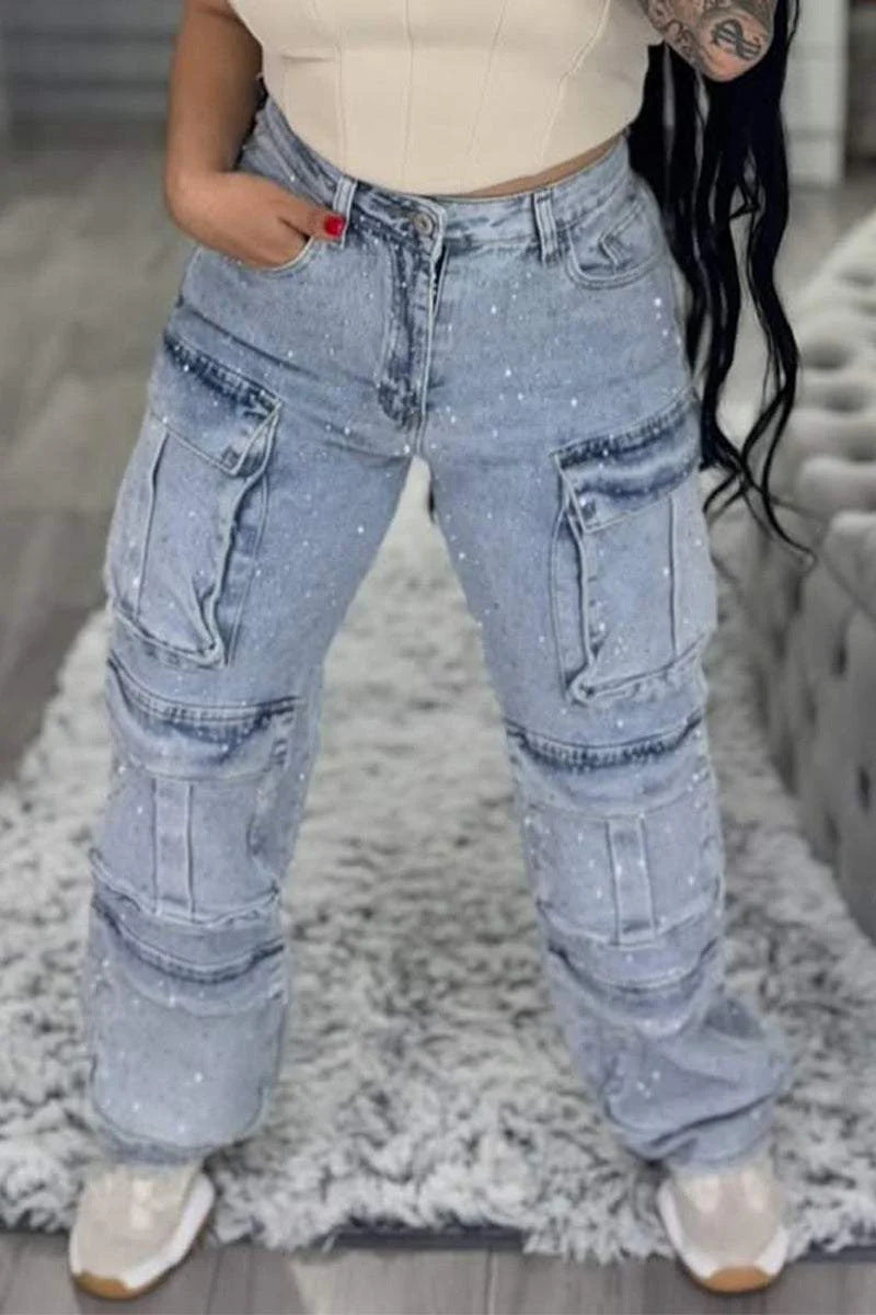 Diamond Cargo Sparkle Jeans