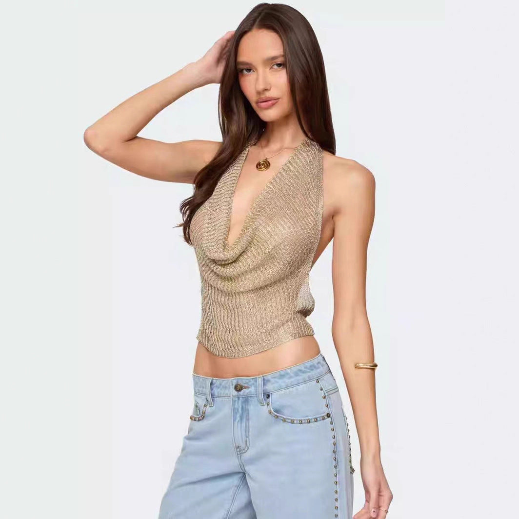 Lunéa™ Glossy Halter Backless Top