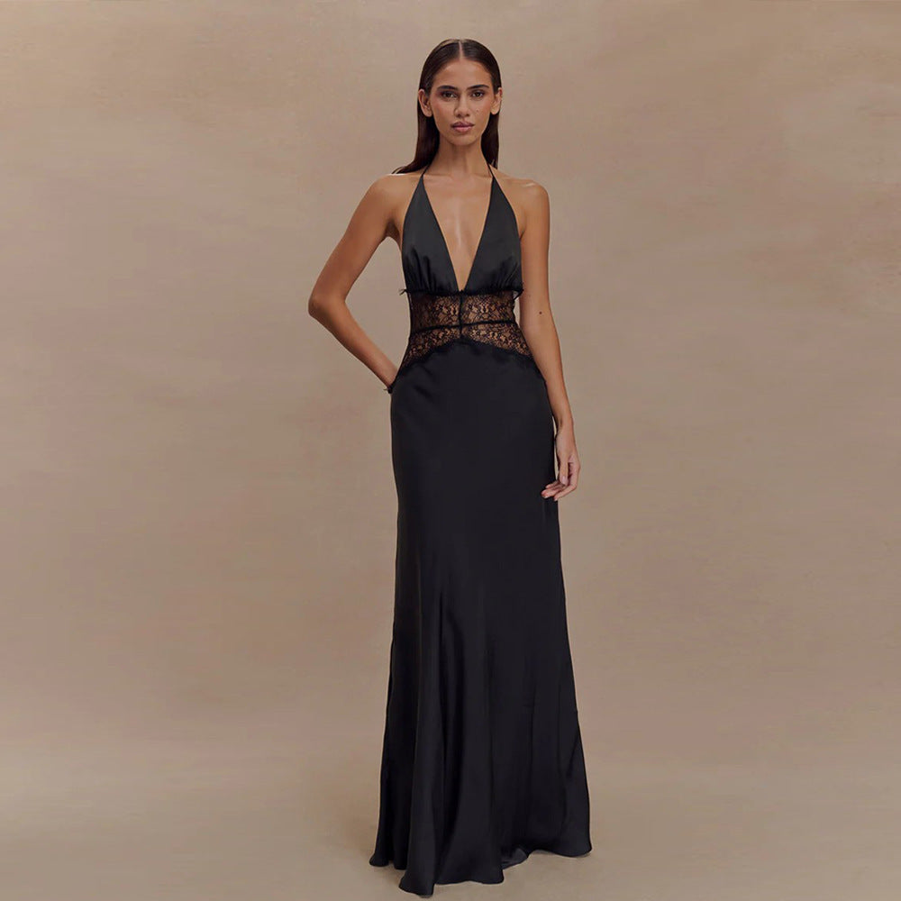 Lumière Satin™ Deep-V Maxi Dress