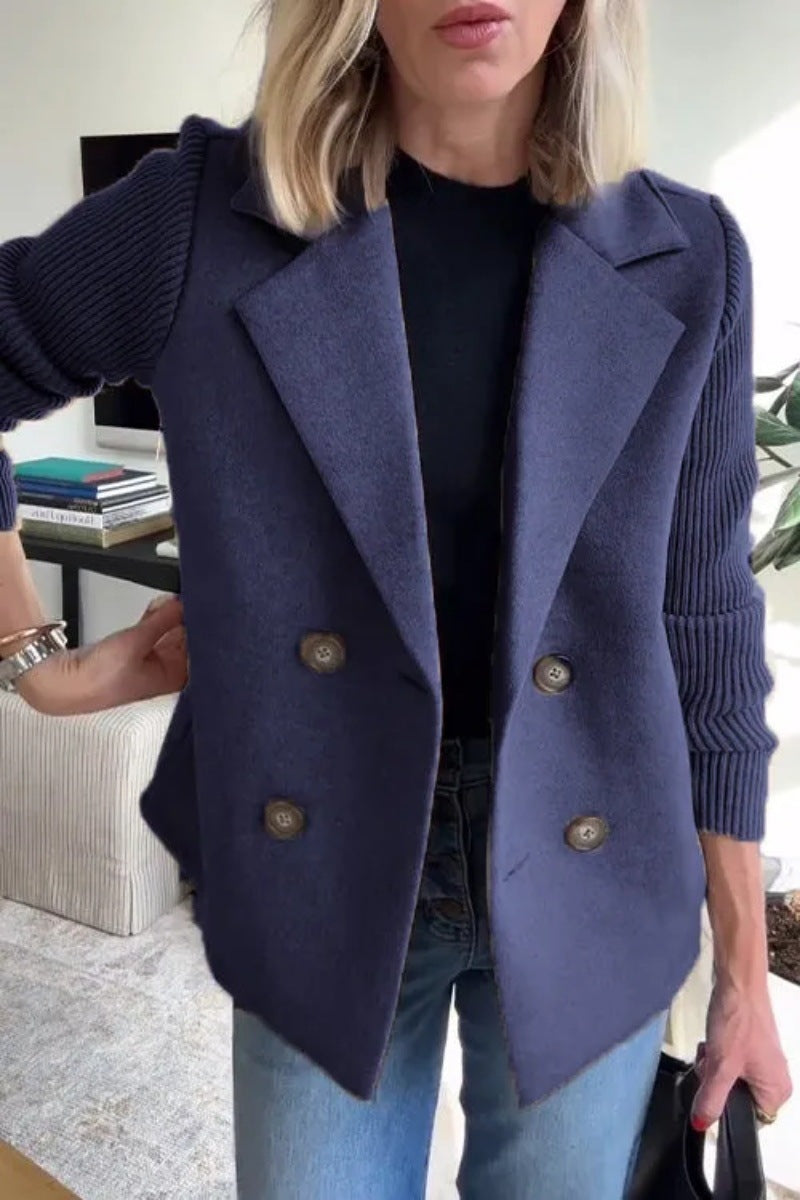Aurora Knit-Sleeve Lapel Coat