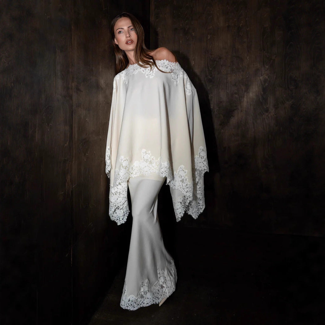 Seraphina Lace Shawl Gown