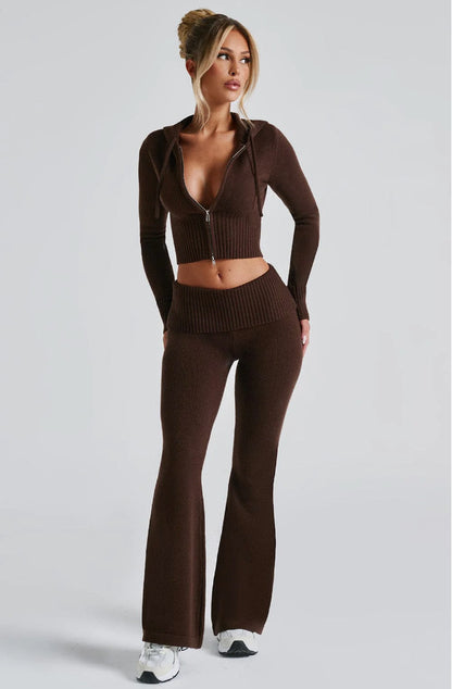 LuxeLounge™ Knit Two-Piece Hoodie Set