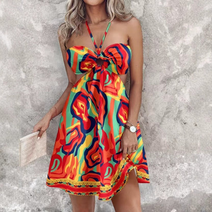 Azure Breeze Halter Dress