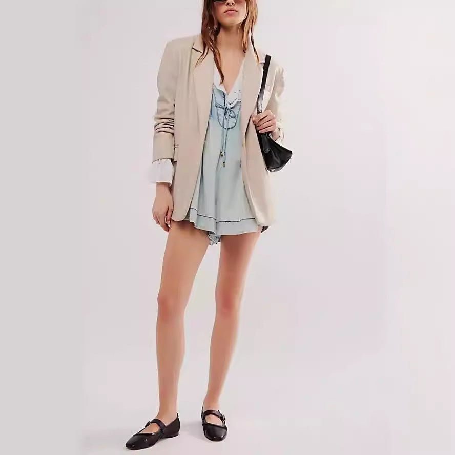 V-neck Sleeveless Denim Romper