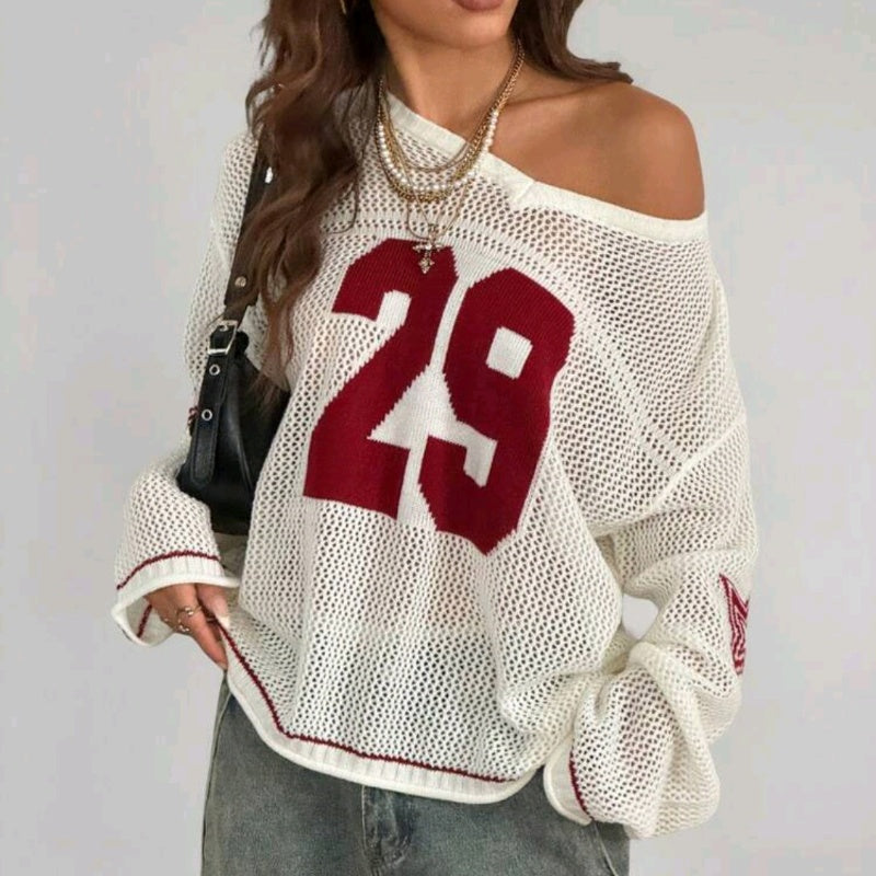 Blouse en jersey tricotée Varsity Muse