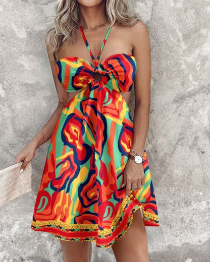 Azure Breeze Halter Dress