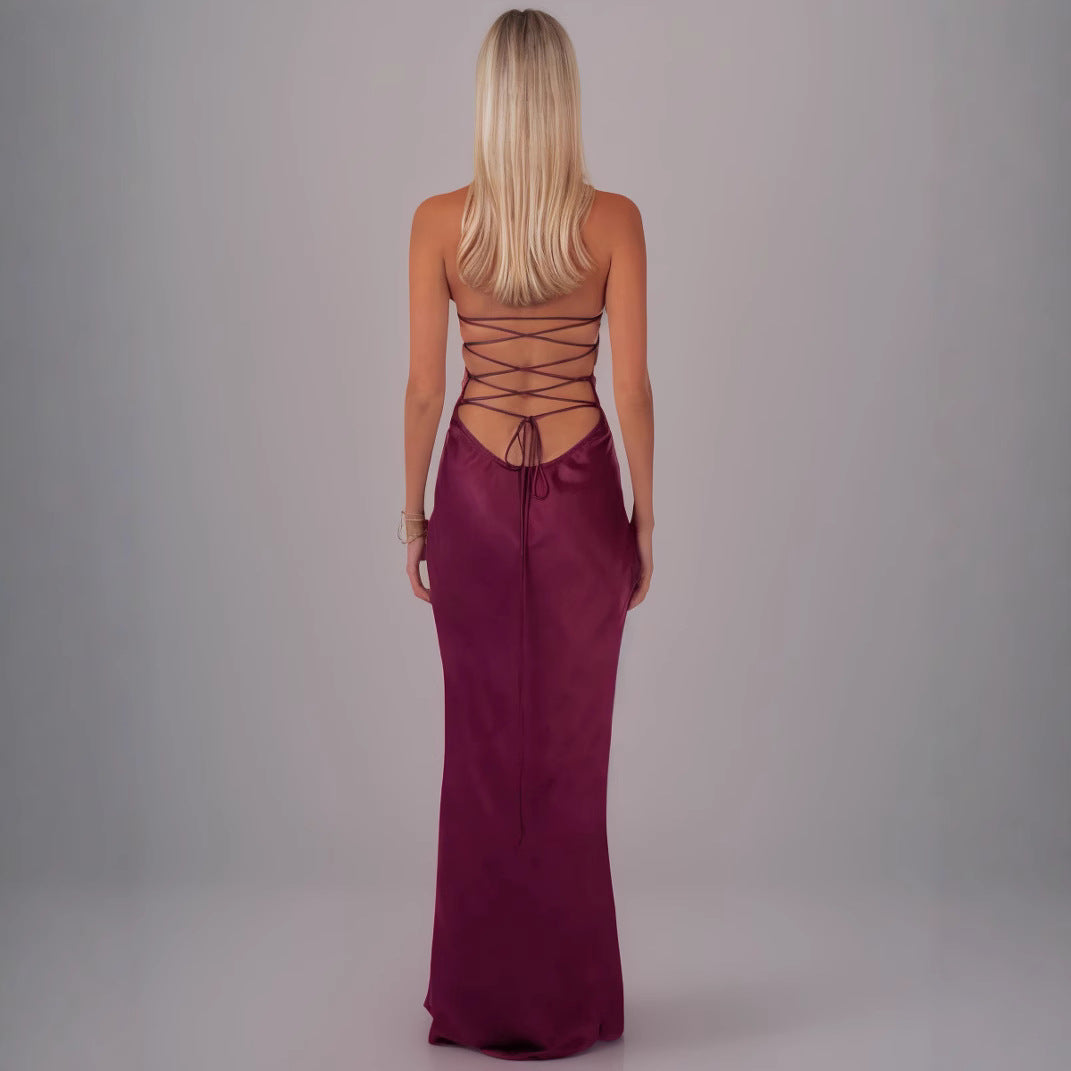 BLUSH SILK HALO BACKLESS BODYCON DRESS