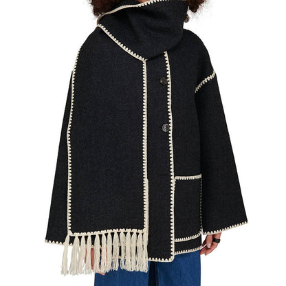 CozyCharm™ Woolen Scarf Coat