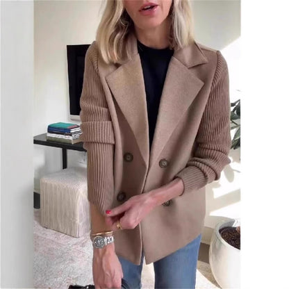 Aurora Knit-Sleeve Lapel Coat