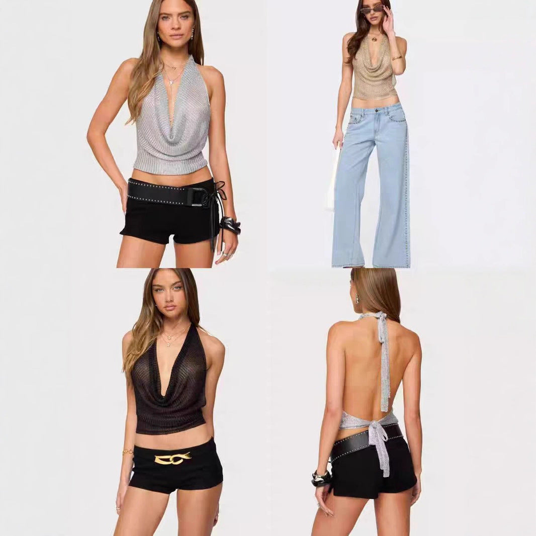 Lunéa™ Glossy Halter Backless Top